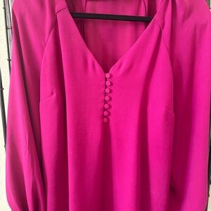 Express Fuchsia Button-Front Blouse